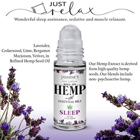Jasmine's Herb Gardens Natural Calming Sleep Essential Oil Blend with Hemp Extra - Picture 1 of 4